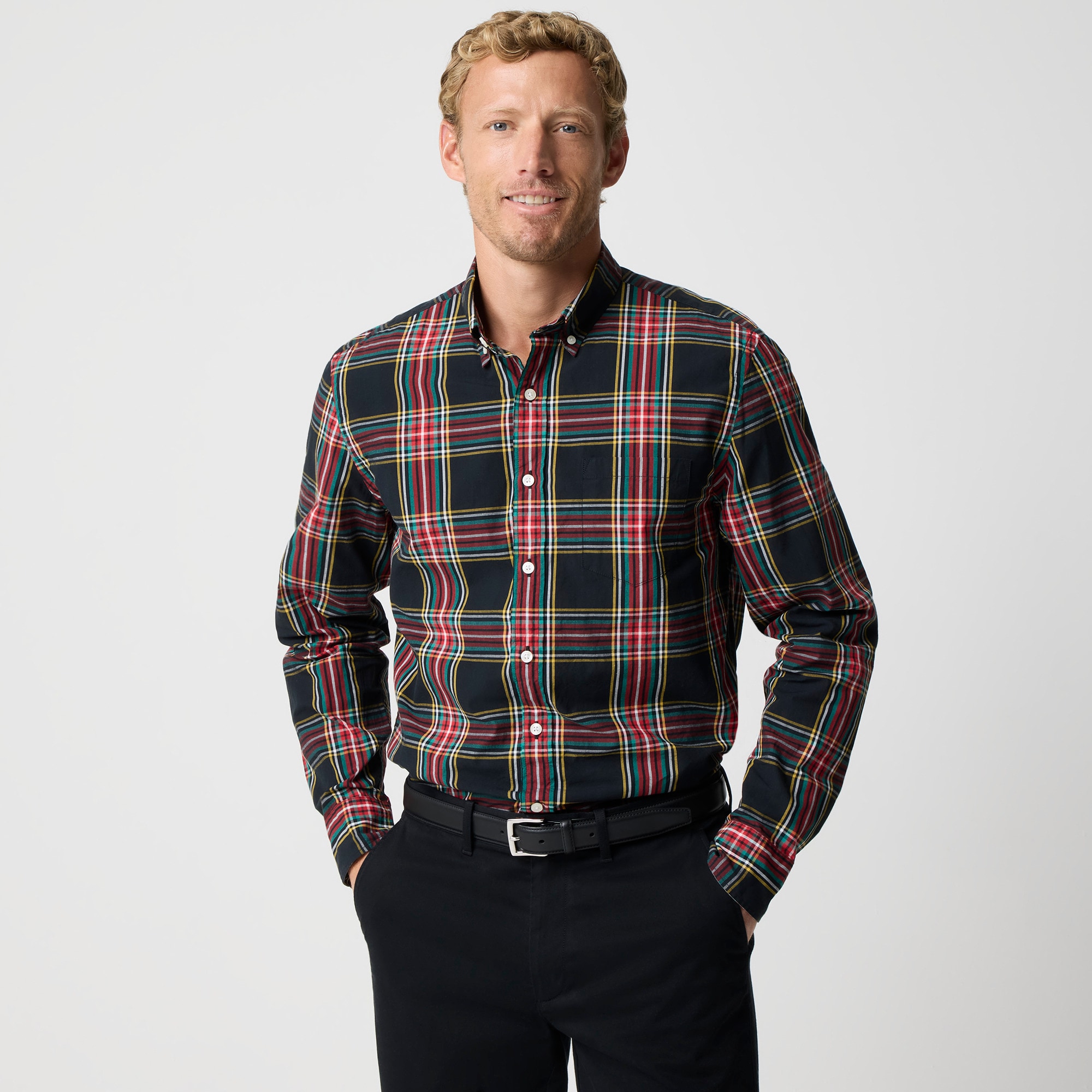 Stewart tartan slim flex casual shirt