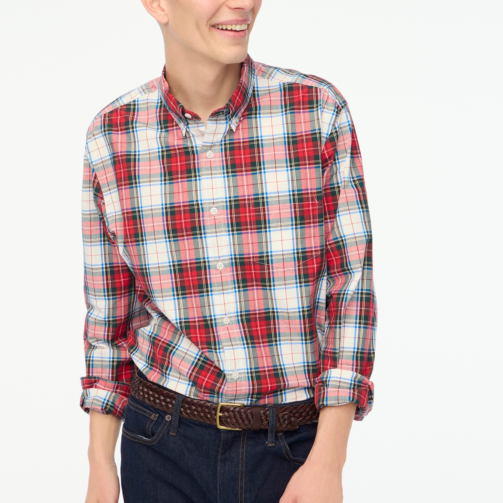 mens Holiday tartan flex casual shirt