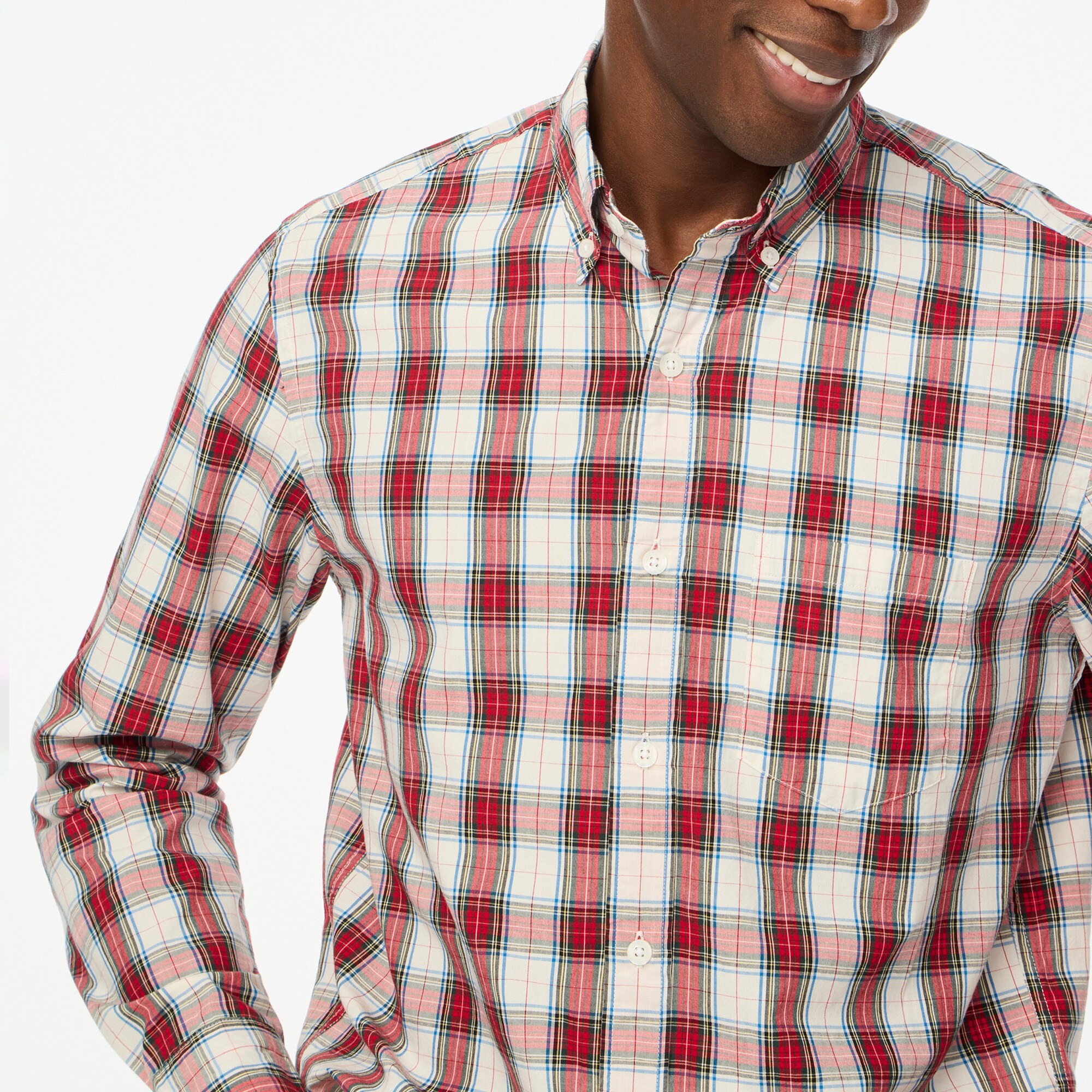 Stewart tartan slim Untucked-fit flex casual shirt