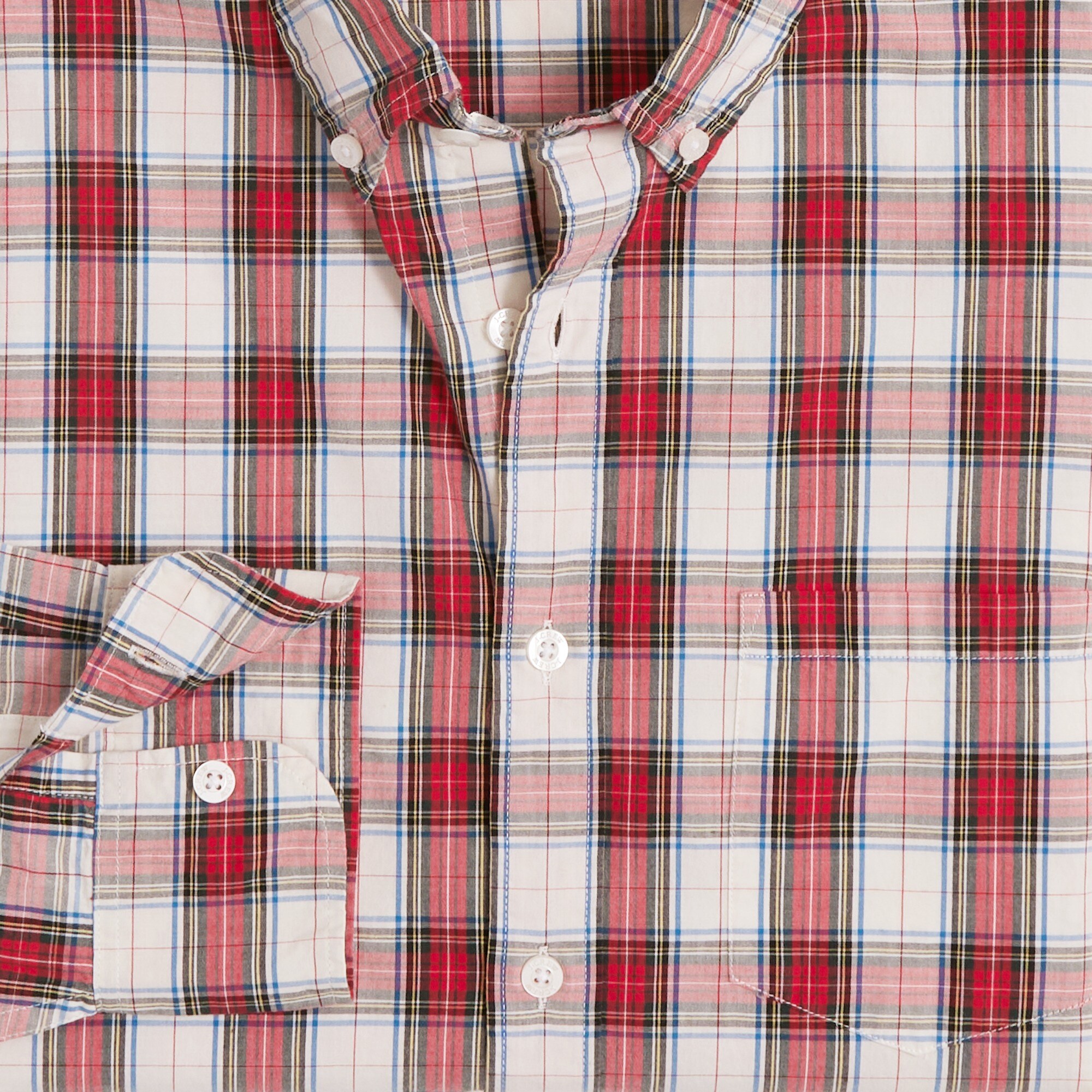 Stewart tartan slim Untucked-fit flex casual shirt