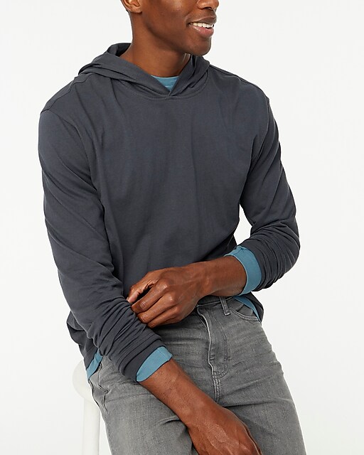mens Long-sleeve washed jersey hoodie