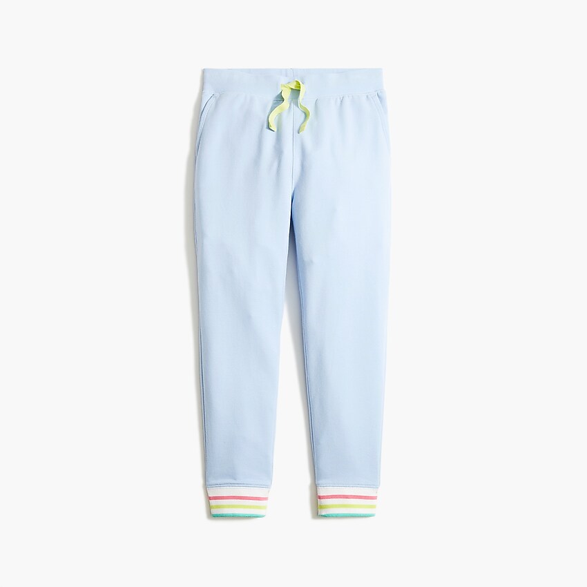 factory: girls' rainbow-trim sweatpant for girls, right side, view zoomed