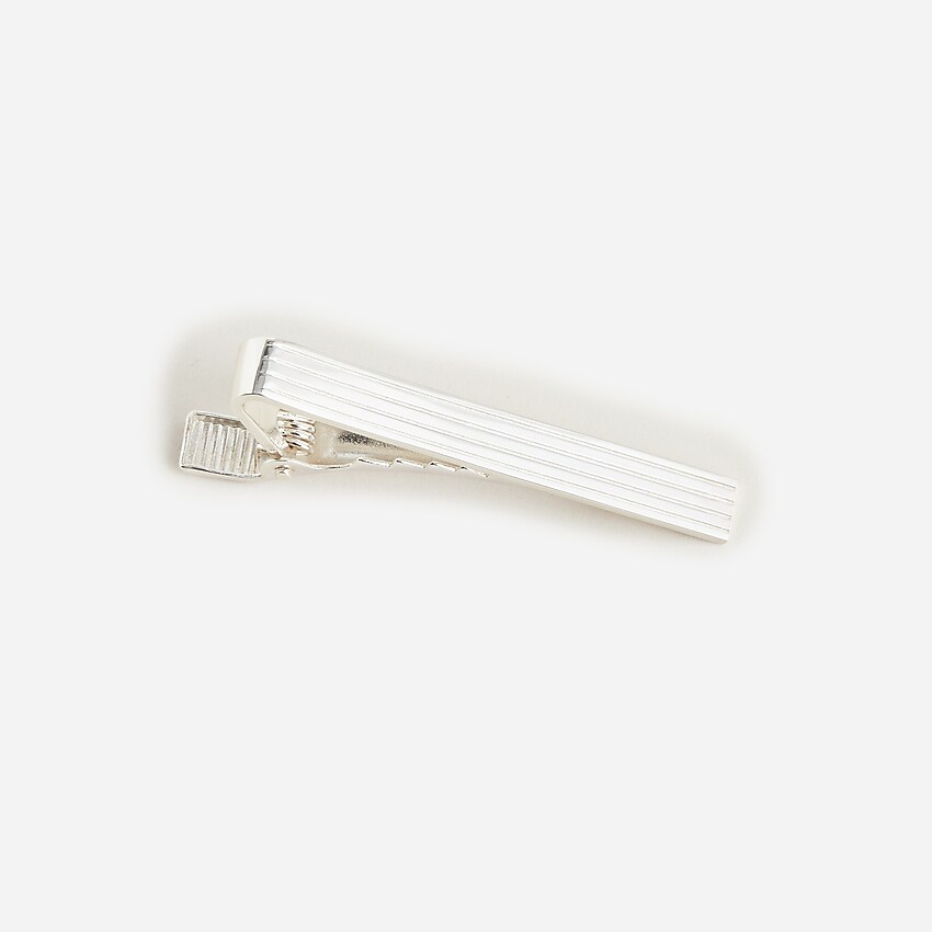 j.crew: sterling silver spring-loaded tie bar for men, right side, view zoomed