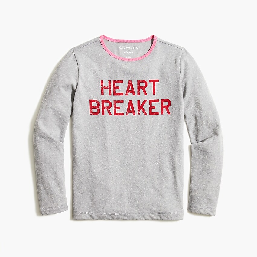factory: girls' long-sleeve "heartbreaker" graphic tee for girls, right side, view zoomed
