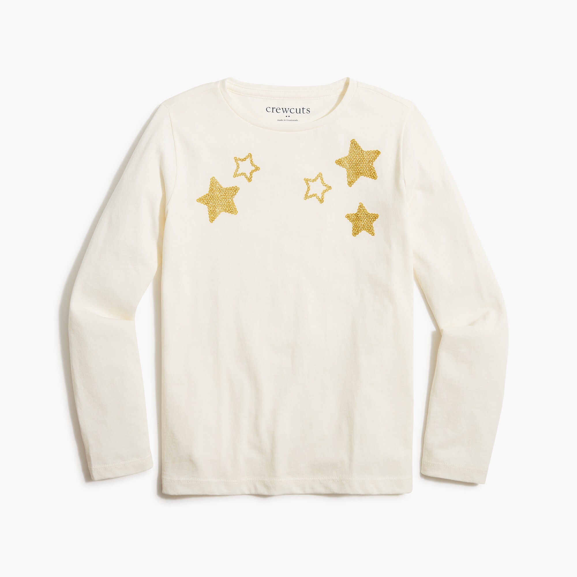 Girls' long-sleeve sparkly star graphic tee