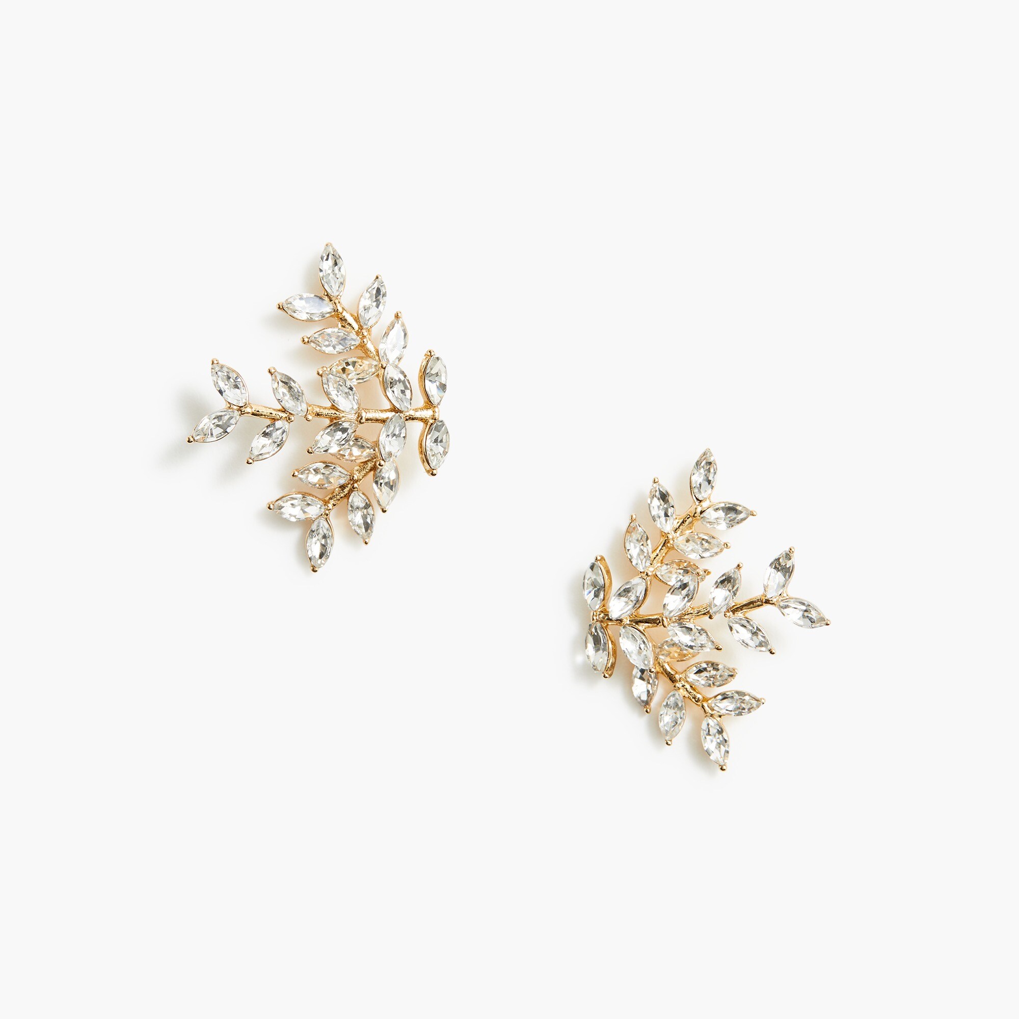 Crystal leafy branches stud earrings