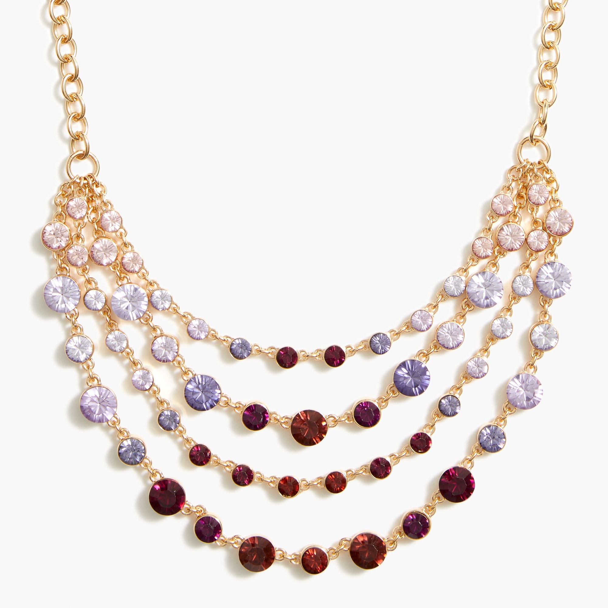 Four-layer crystal statement necklace