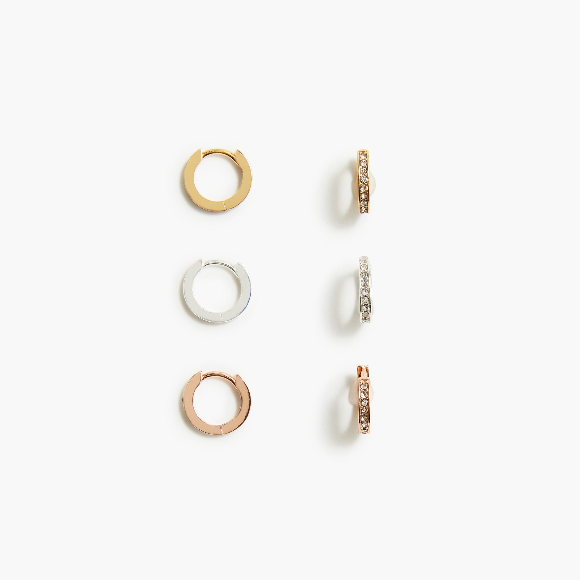 Pavé huggie earrings set-of-three