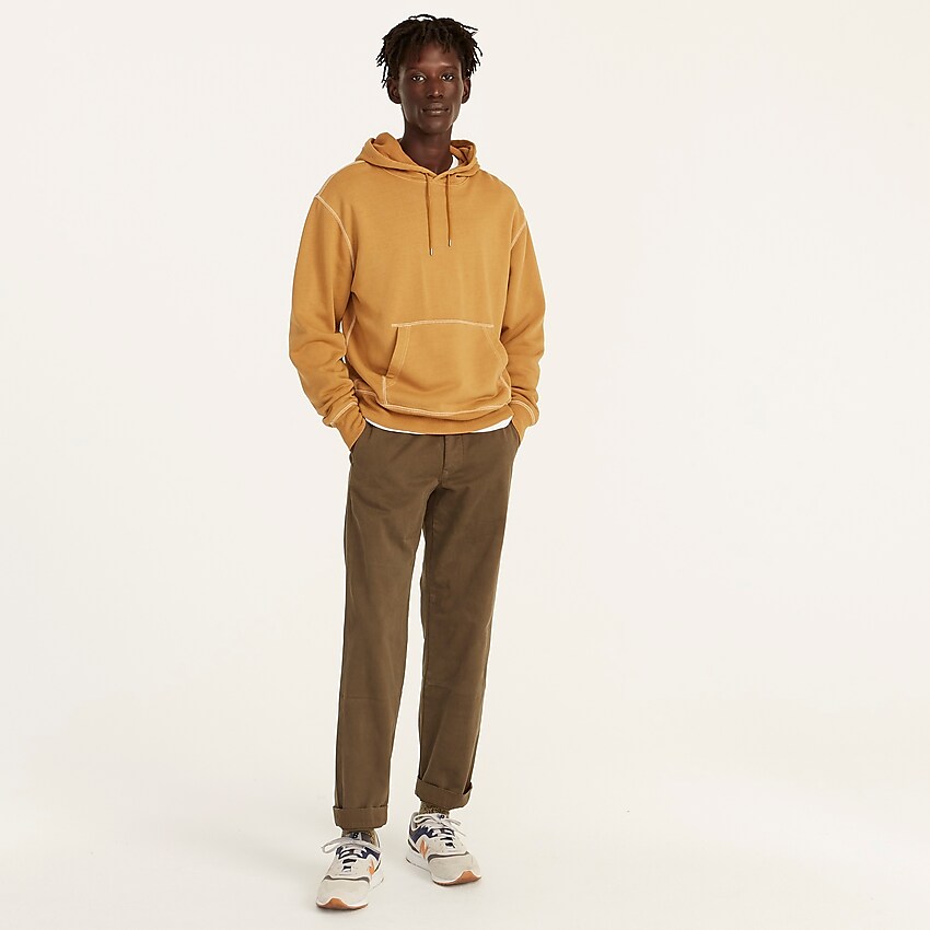 j.crew: garment-dyed waffle-lined french terry hoodie for men, right side, view zoomed