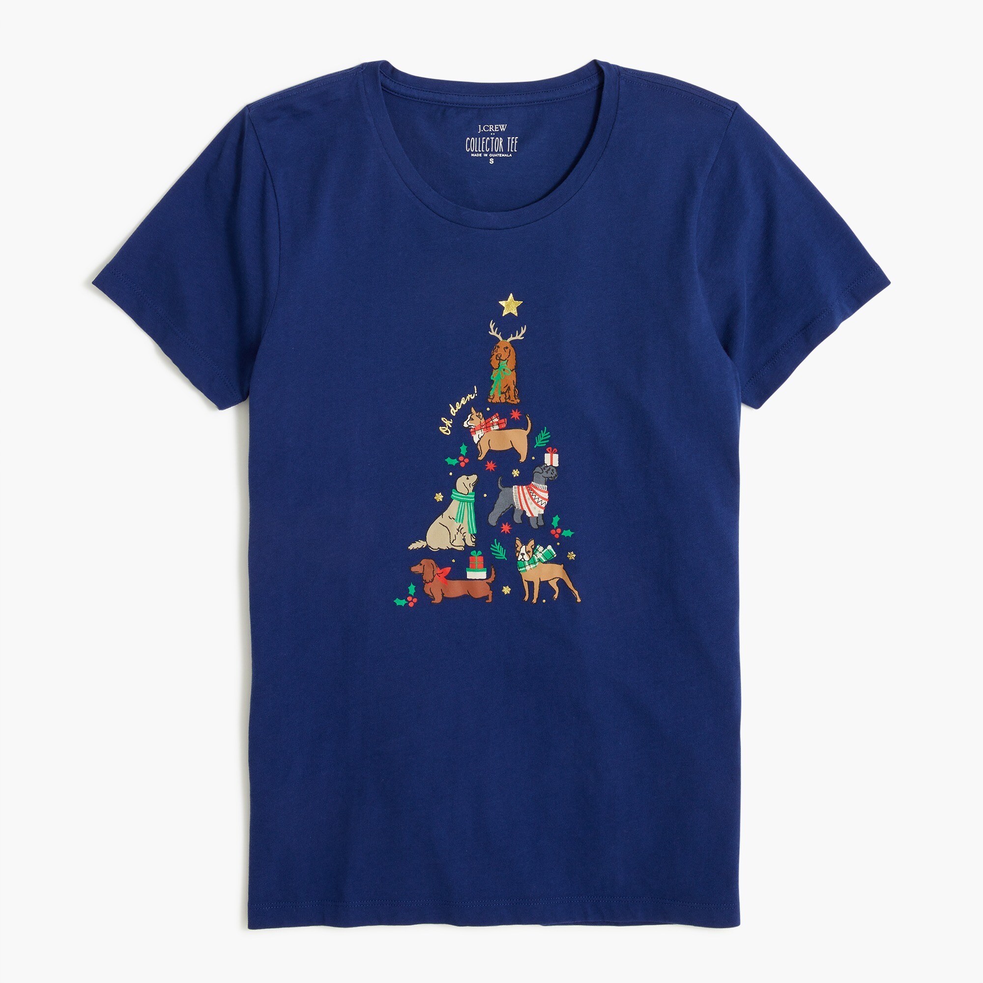 holiday dog and tree graphic tee for women