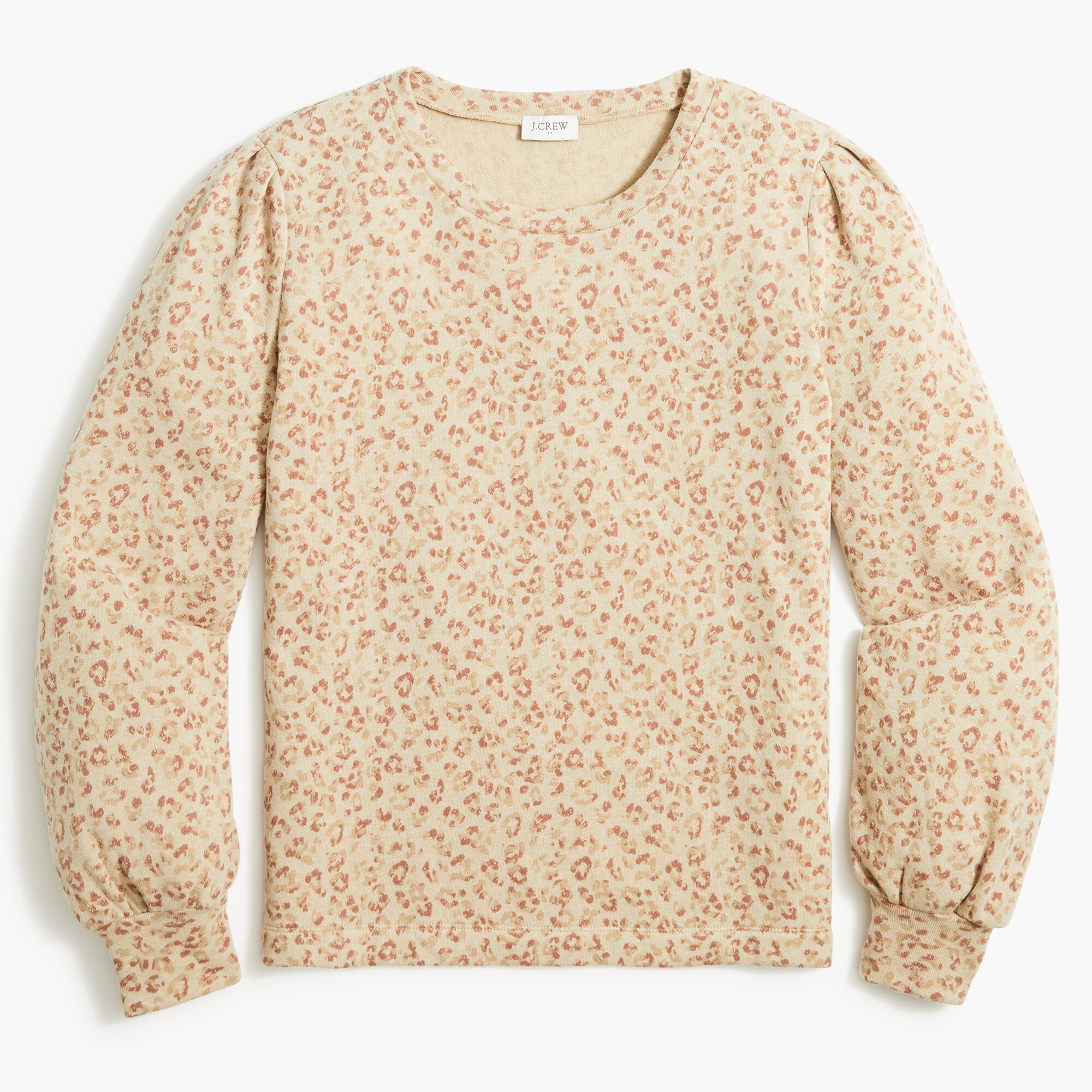 Leopard puff-sleeve sweatshirt in cloudspun fleece