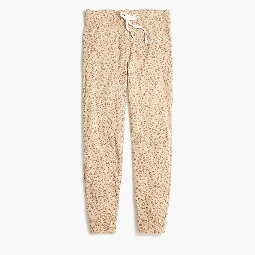 factory: leopard jogger pant in cloudspun fleece for women, right side, view zoomed