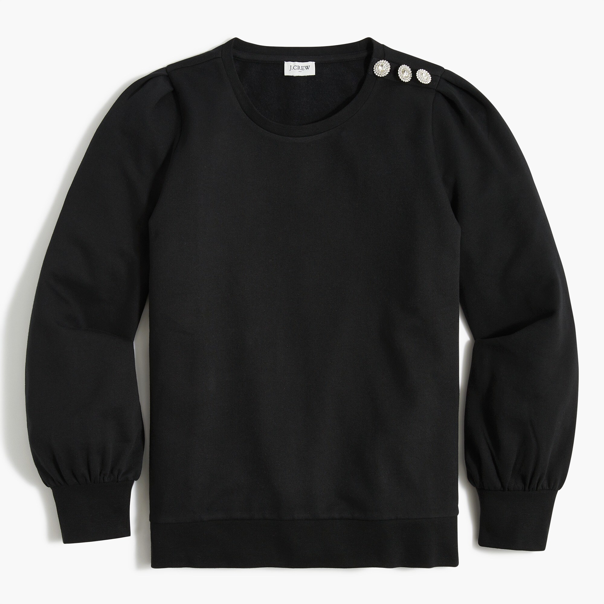 Puff-sleeve sweatshirt with jewel buttons