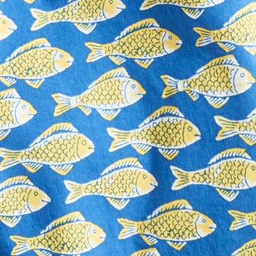 6" stretch swim trunk in print GOLDFISH BLUE YELLOW 