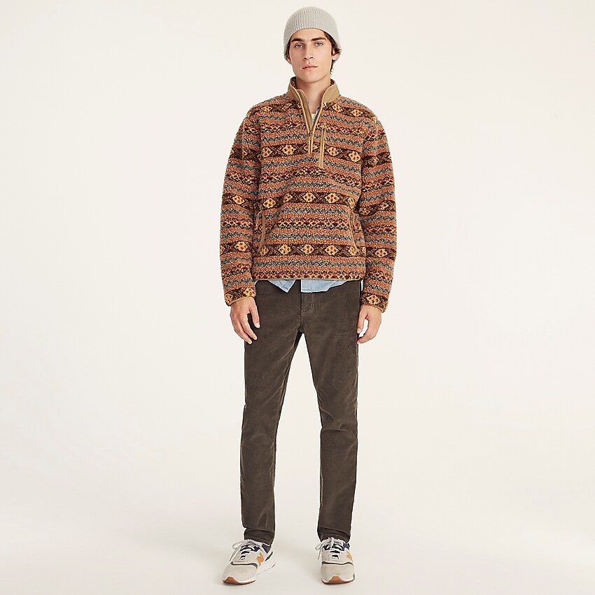 j.crew: nordic fair isle sherpa-fleece half-zip pullover for men, right side, view zoomed
