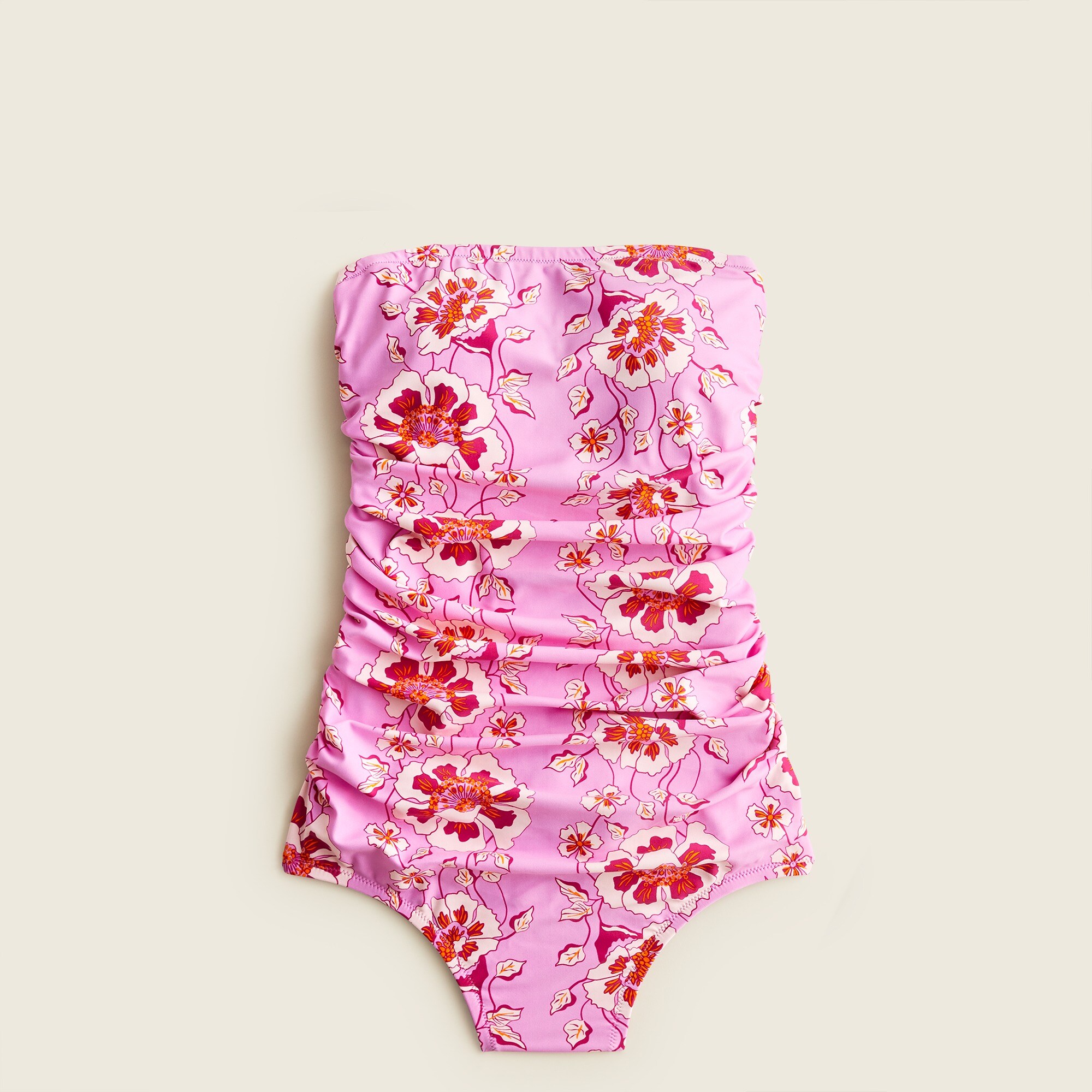 Ruched Bandeau One-piece In Climbing Floral For Women | J.Crew