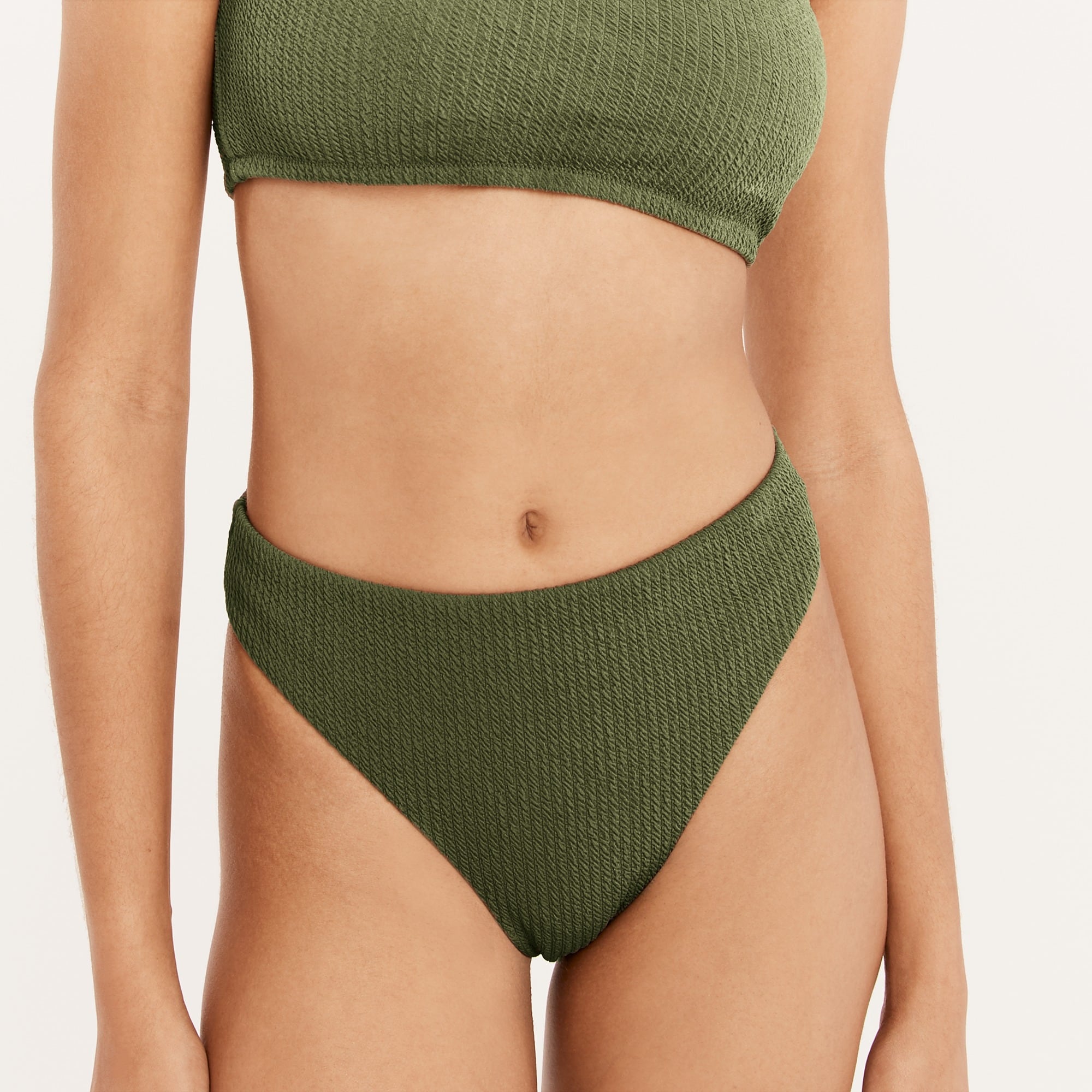 Textured high-rise cheeky bikini bottom