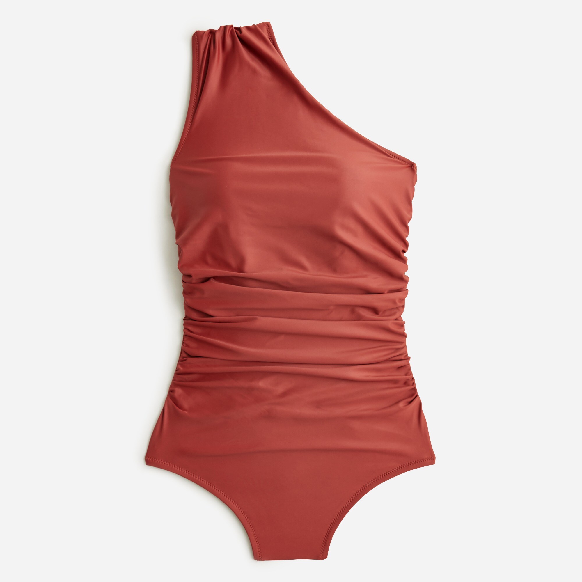  Long-torso ruched one-shoulder one-piece