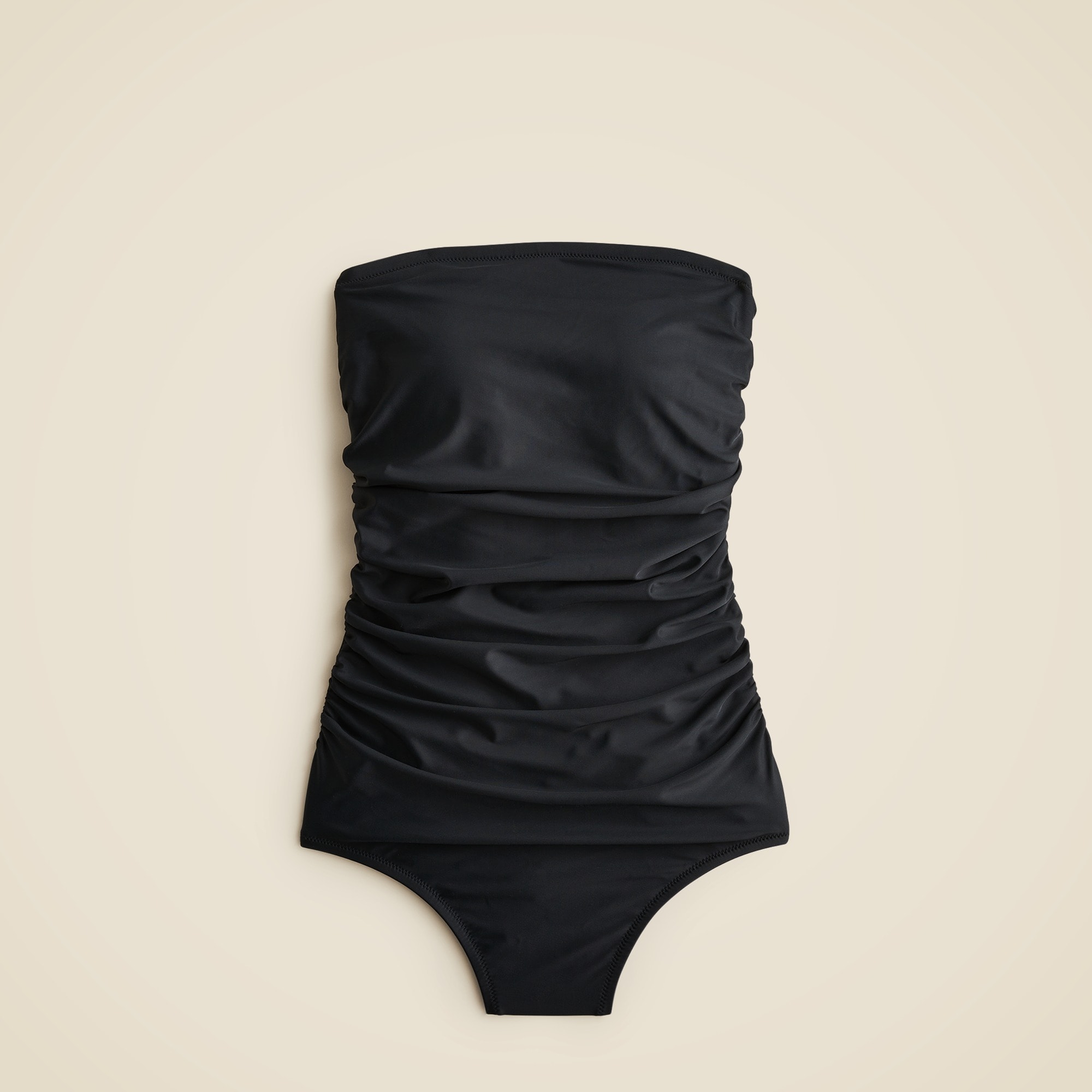  Long-torso ruched bandeau one-piece