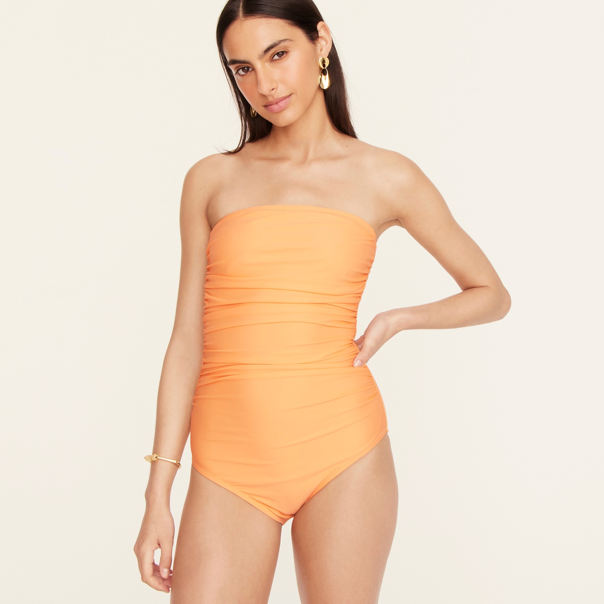 j.crew: ruched bandeau one-piece swimsuit for women