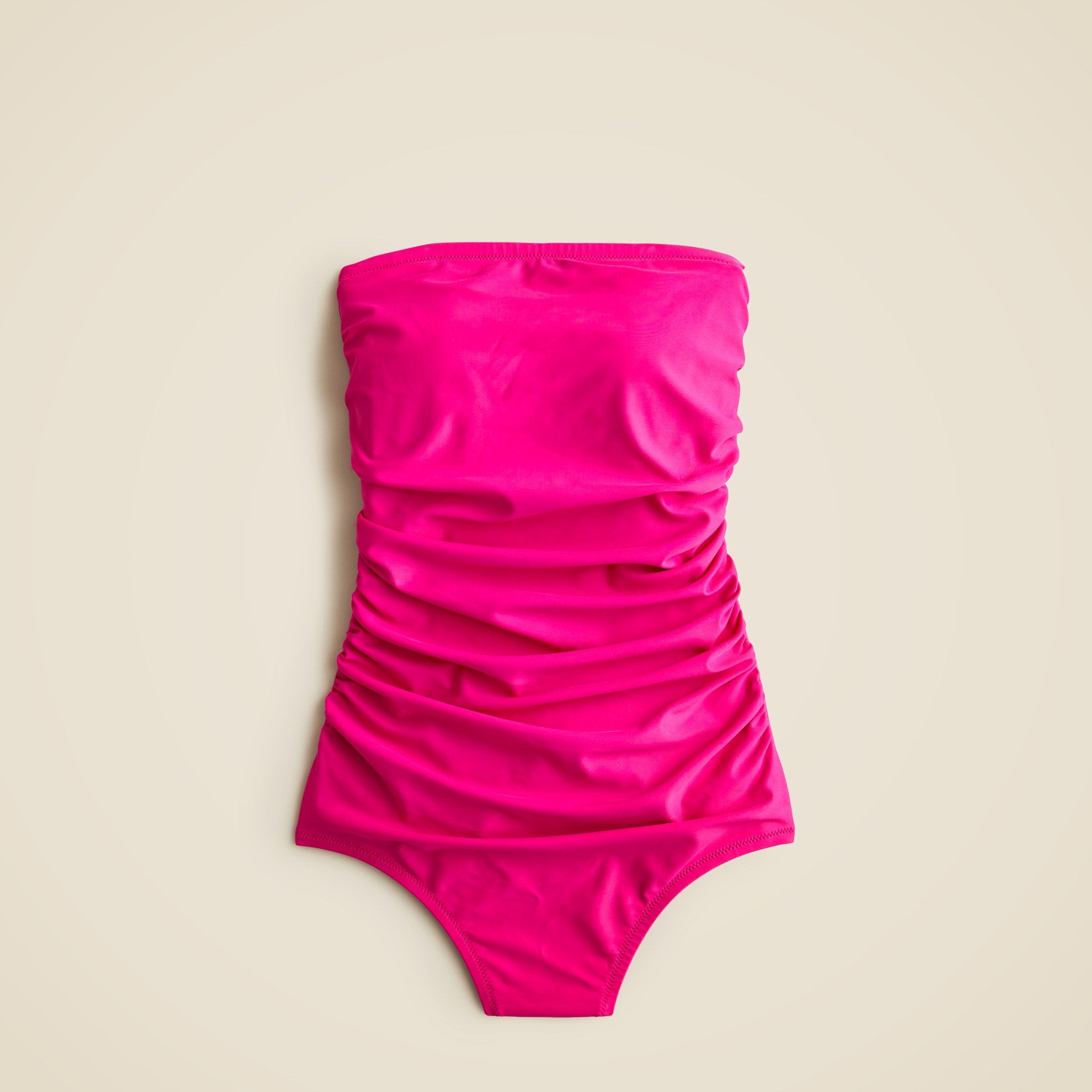 Long-torso ruched bandeau one-piece
