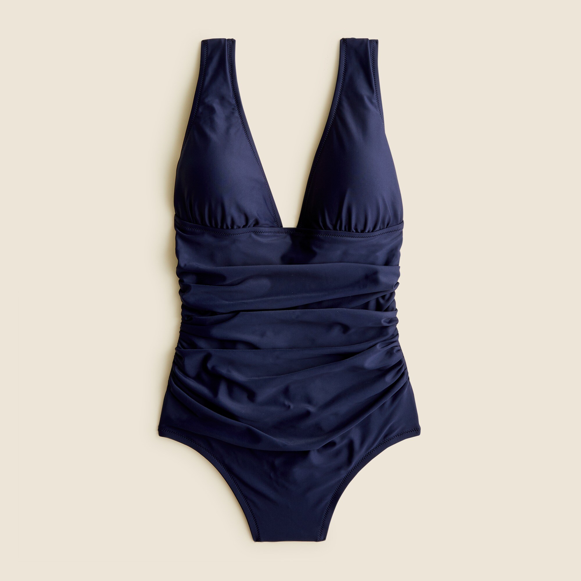  Long-torso ruched V-neck one-piece