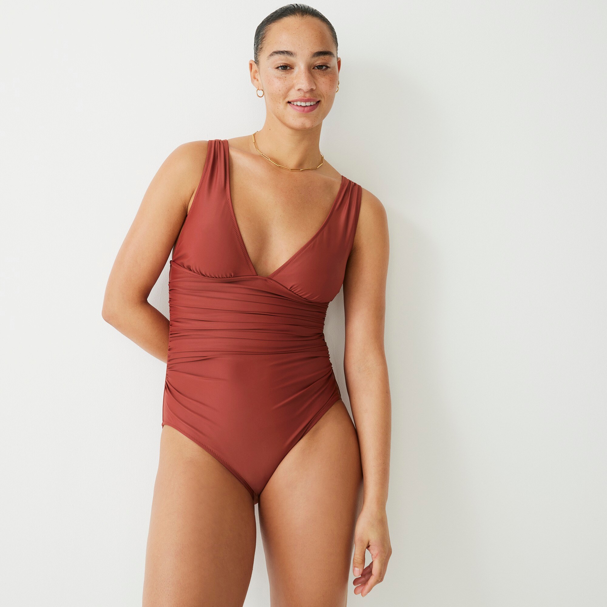 J.Crew: Ruched V-neck One-piece For Women