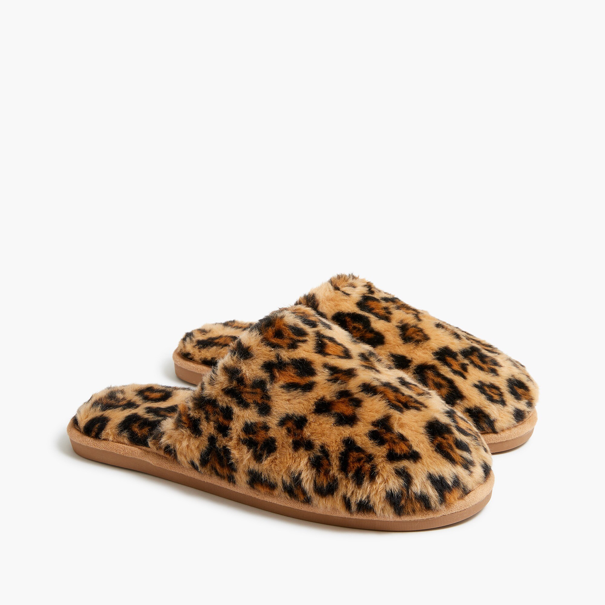 leopard fuzzy scuff slippers for women