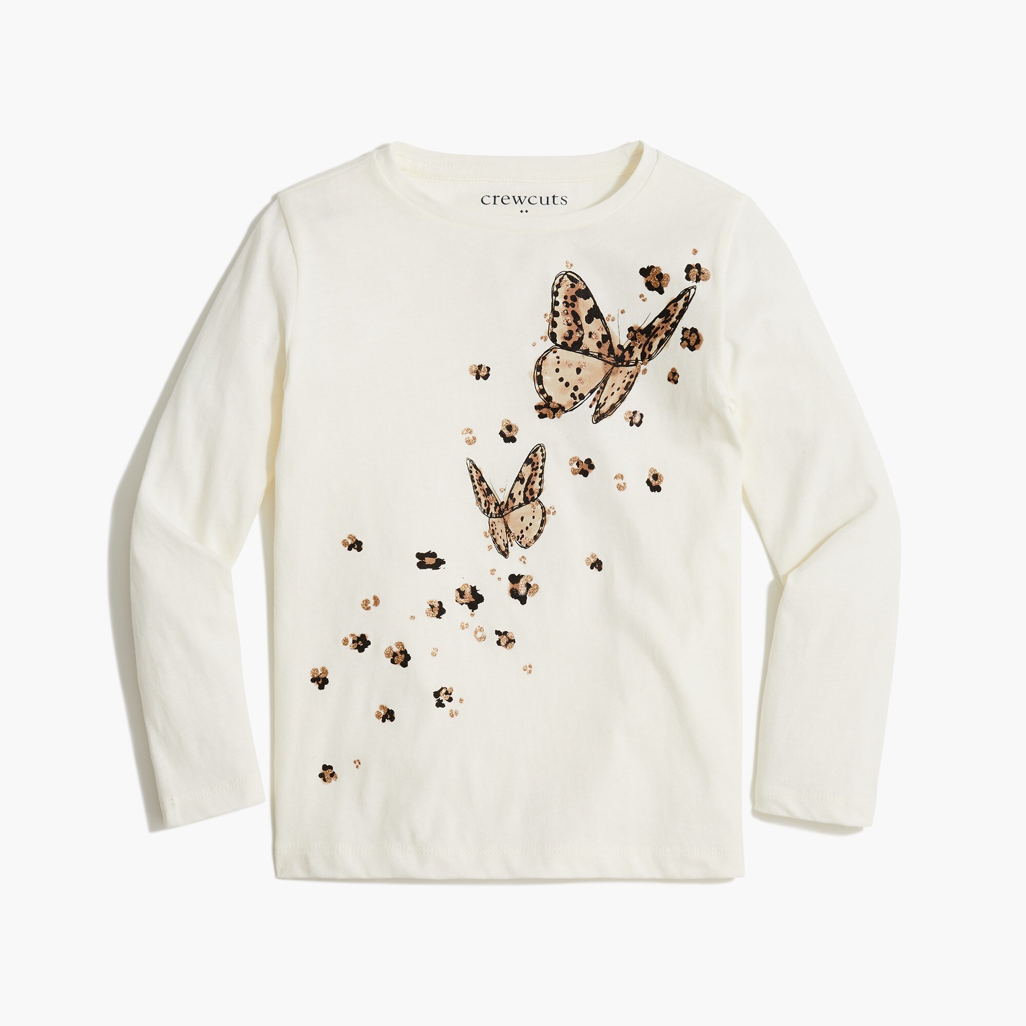 girls' long-sleeve cheetah butterfly graphic tee for girls