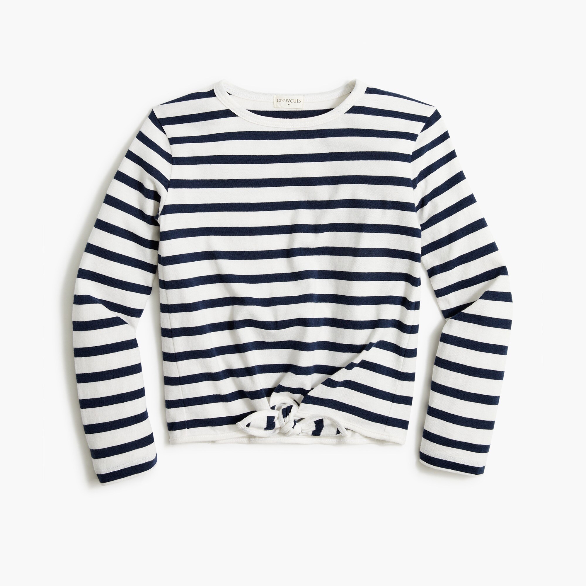 Girls' long-sleeve striped tie-front tee