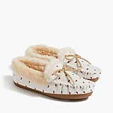 Embroidered heart moccasin slippers