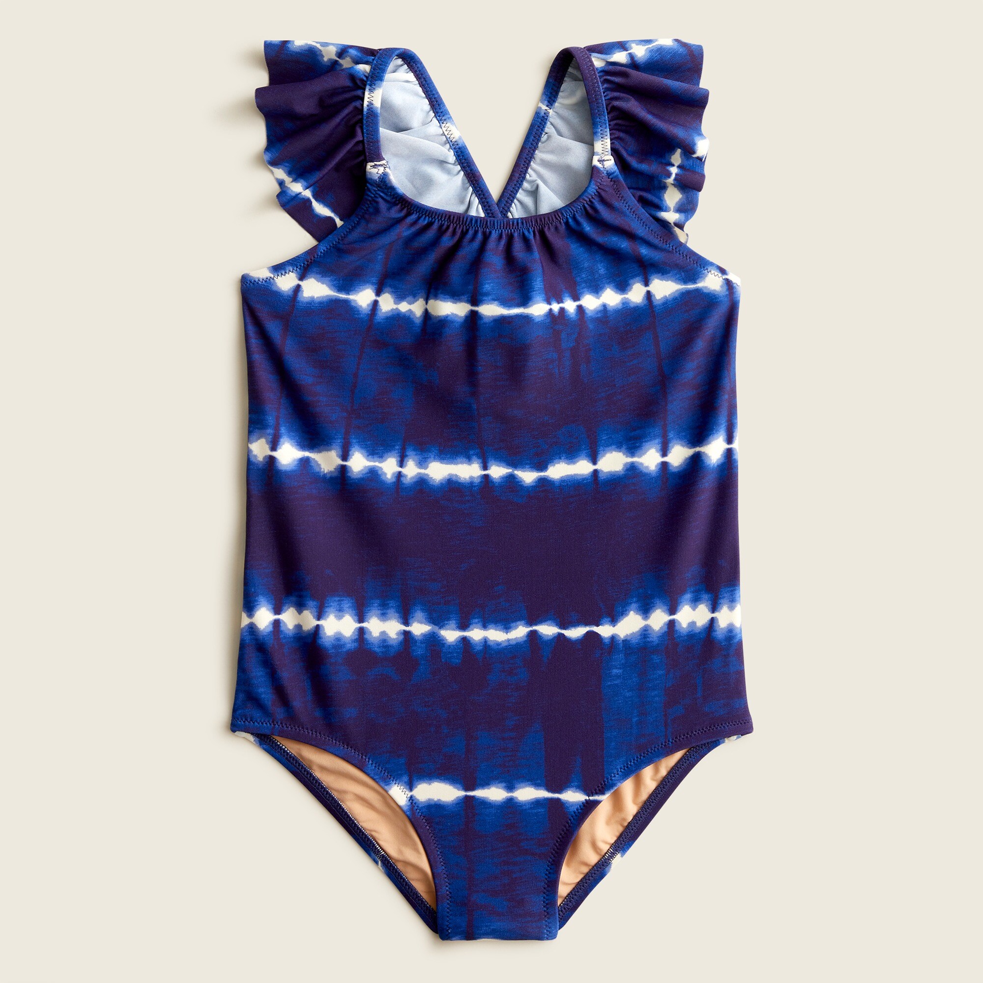 Girls' ruffle-shoulder printed one-piece