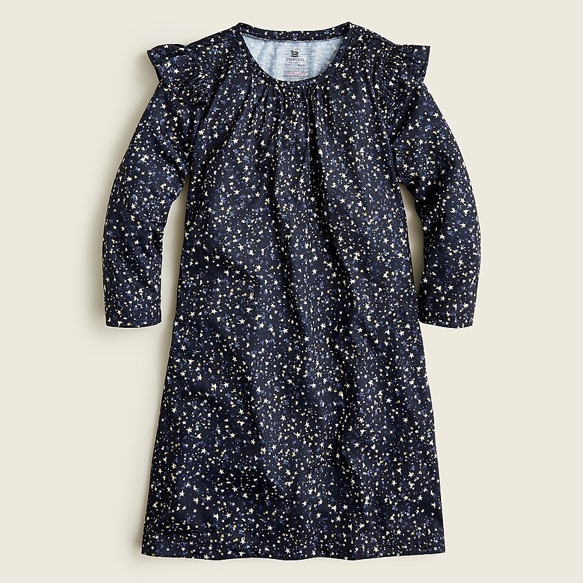 j.crew: girls' ruffle-trim nightgown for girls, right side, view zoomed