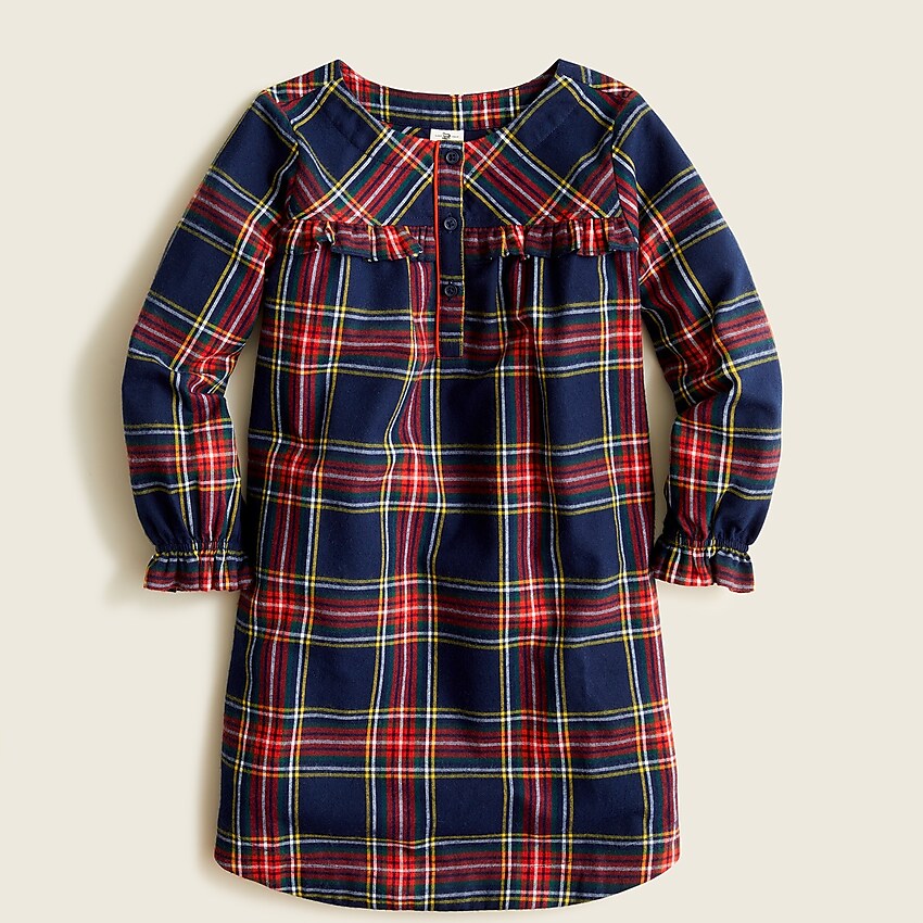 j.crew: girls' long-sleeve printed nightgown for girls, right side, view zoomed