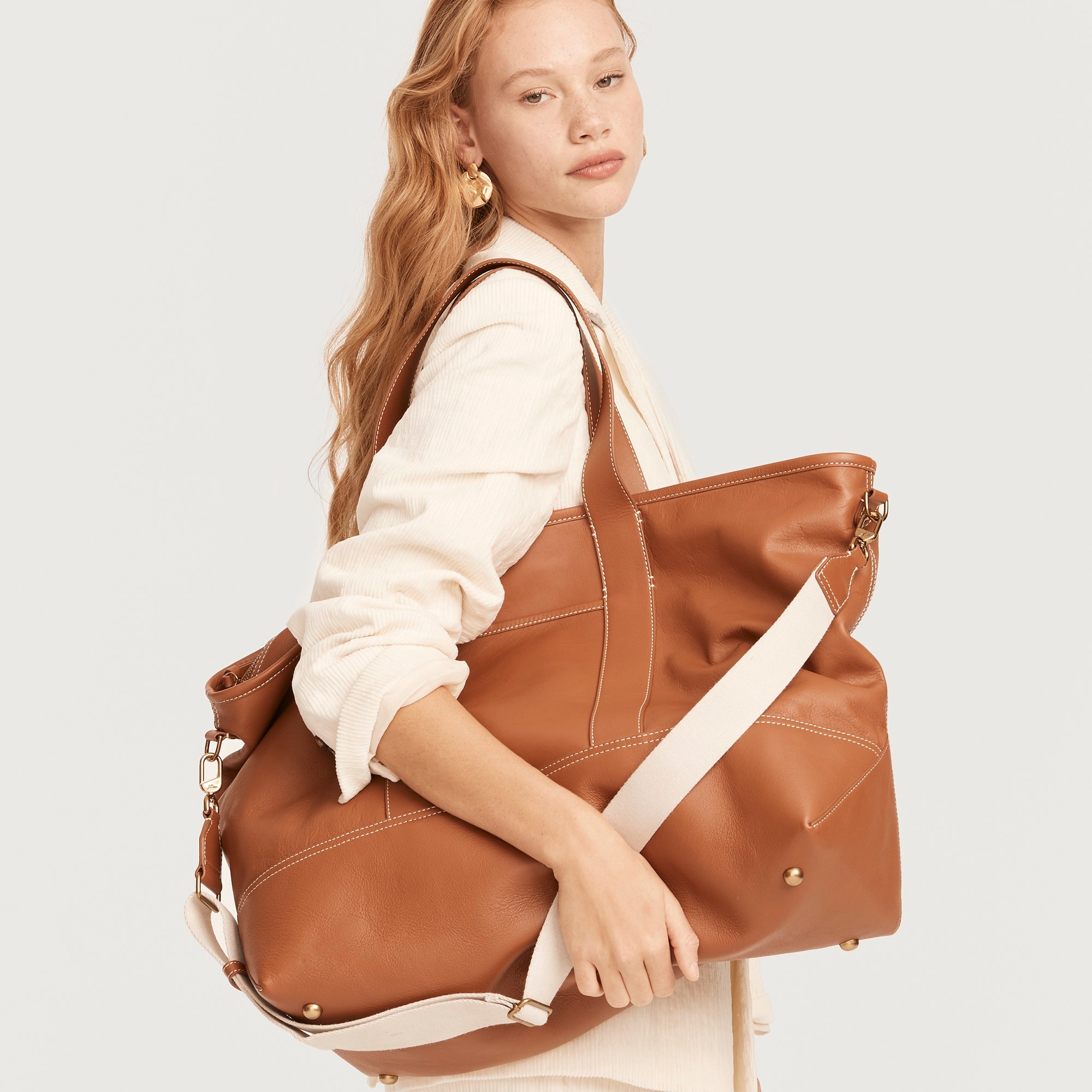 J.Crew: Weekender In Leather For Women