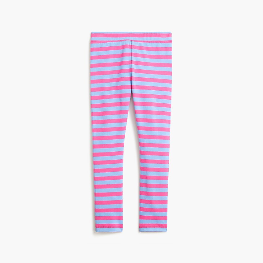 factory: girls' pink stripe leggings for girls, right side, view zoomed