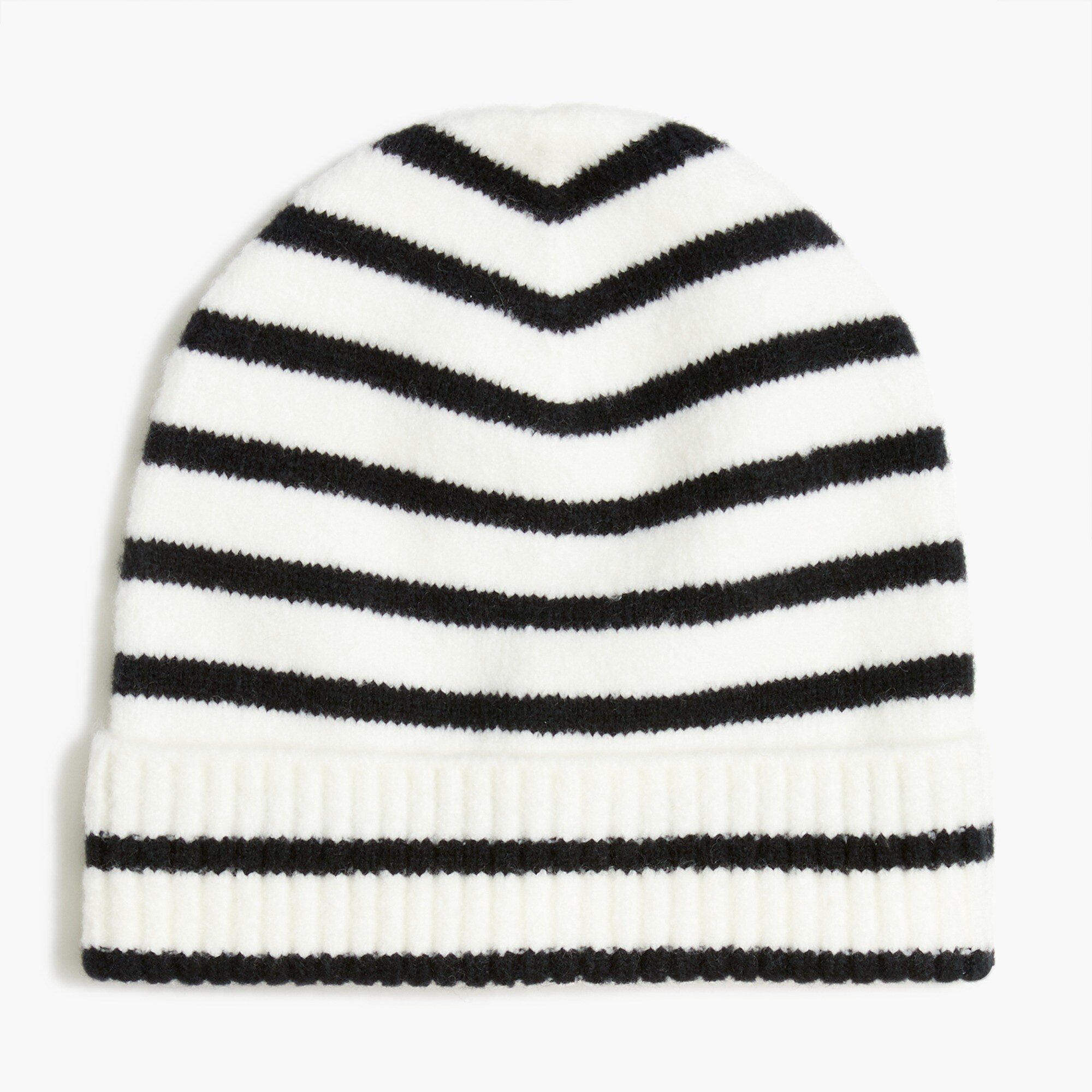 Striped beanie hat in extra-soft yarn