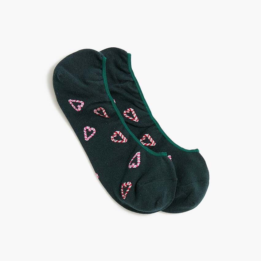 factory: candy cane hearts no-show socks for women, right side, view zoomed