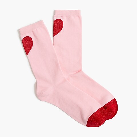 womens Metallic heart trouser socks