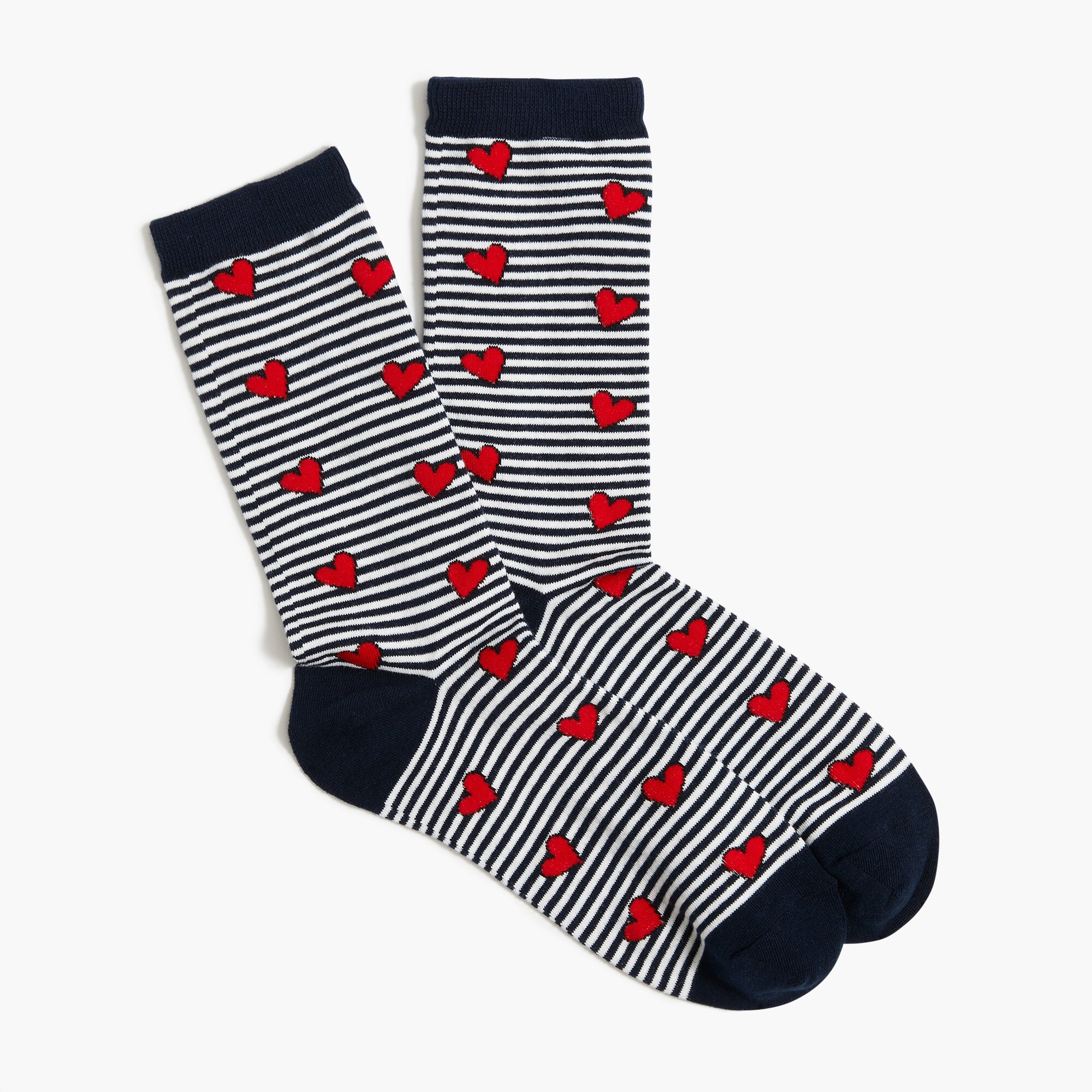Striped hearts trouser socks