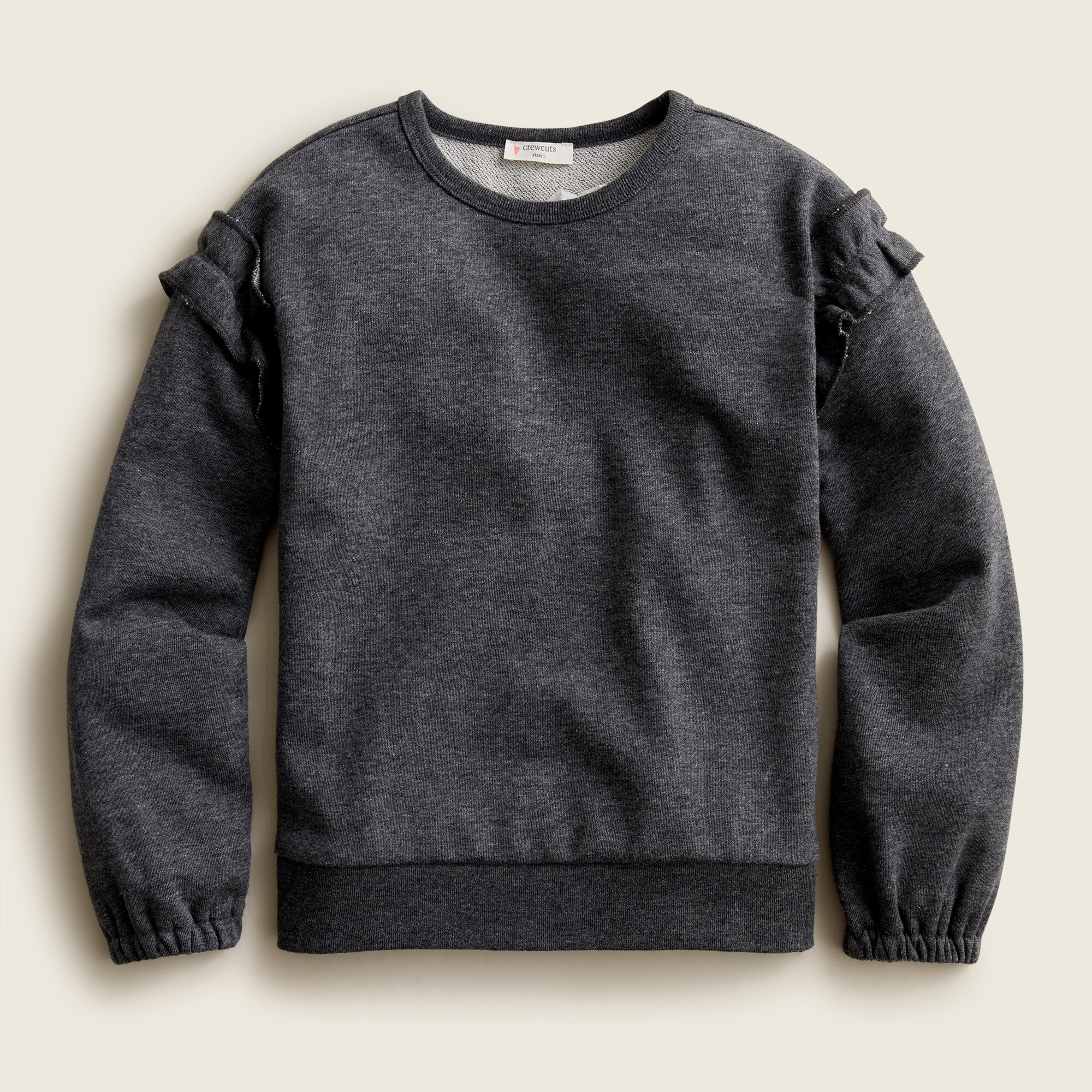 Girls' ruffle-detail crewneck sweatshirt