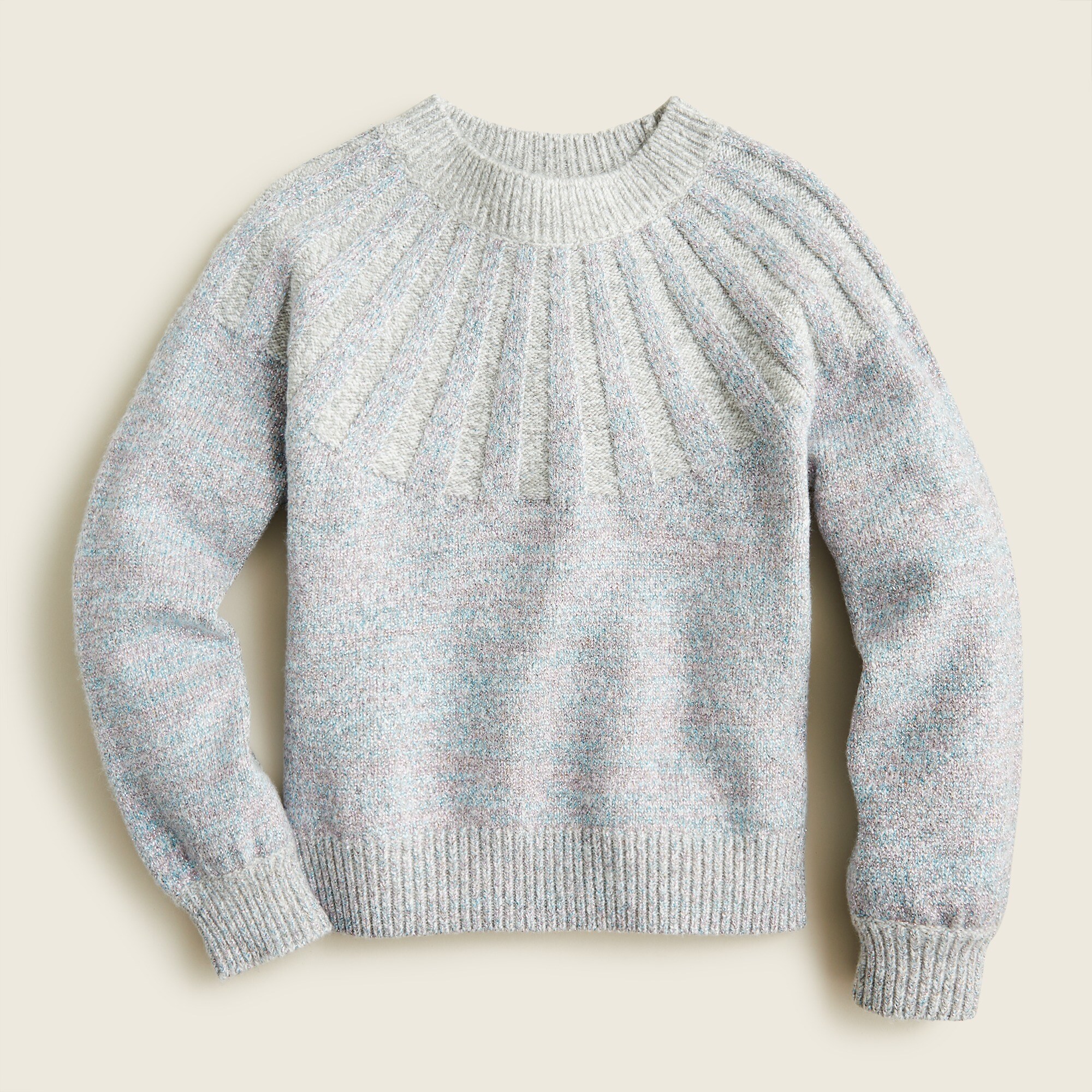 Girls' crewneck sweater in sparkle marl