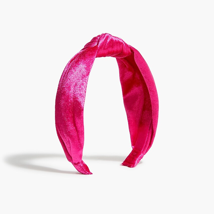 factory: girls&apos; sparkle velvet knotted headband for girls, right side, view zoomed