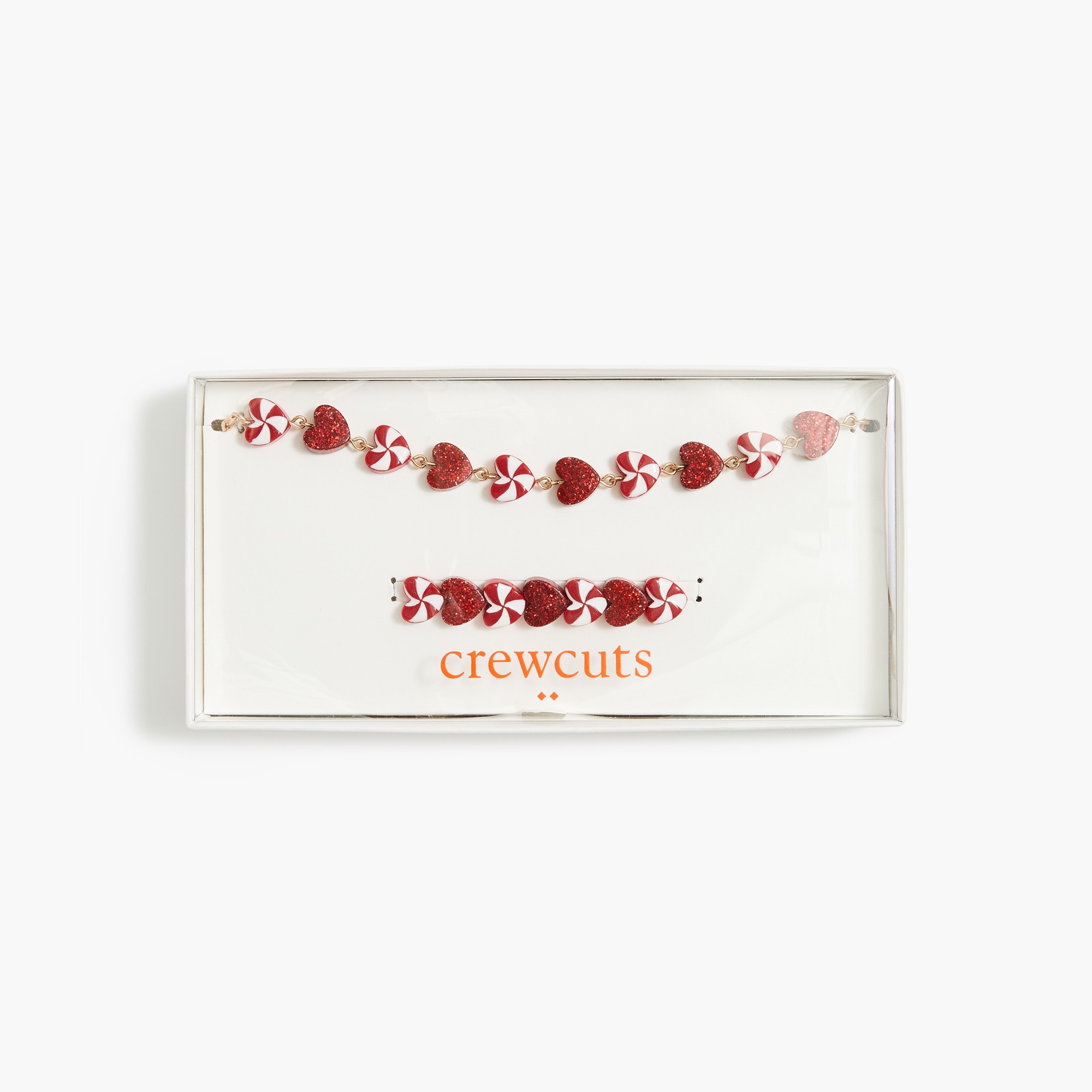 girls' peppermint heart necklace and bracelet set for girls