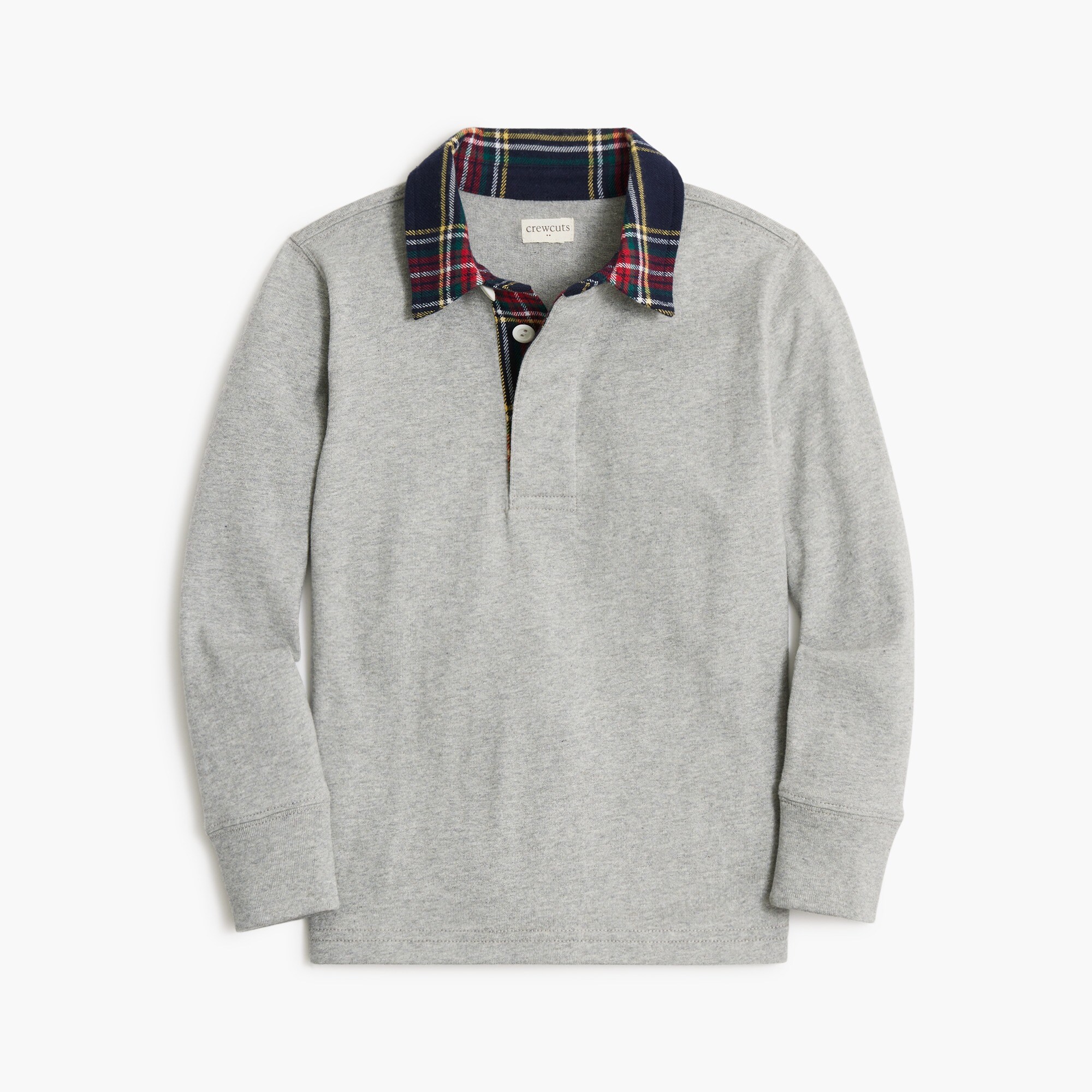 boys' long-sleeve polo shirt in stewart tartan for boys