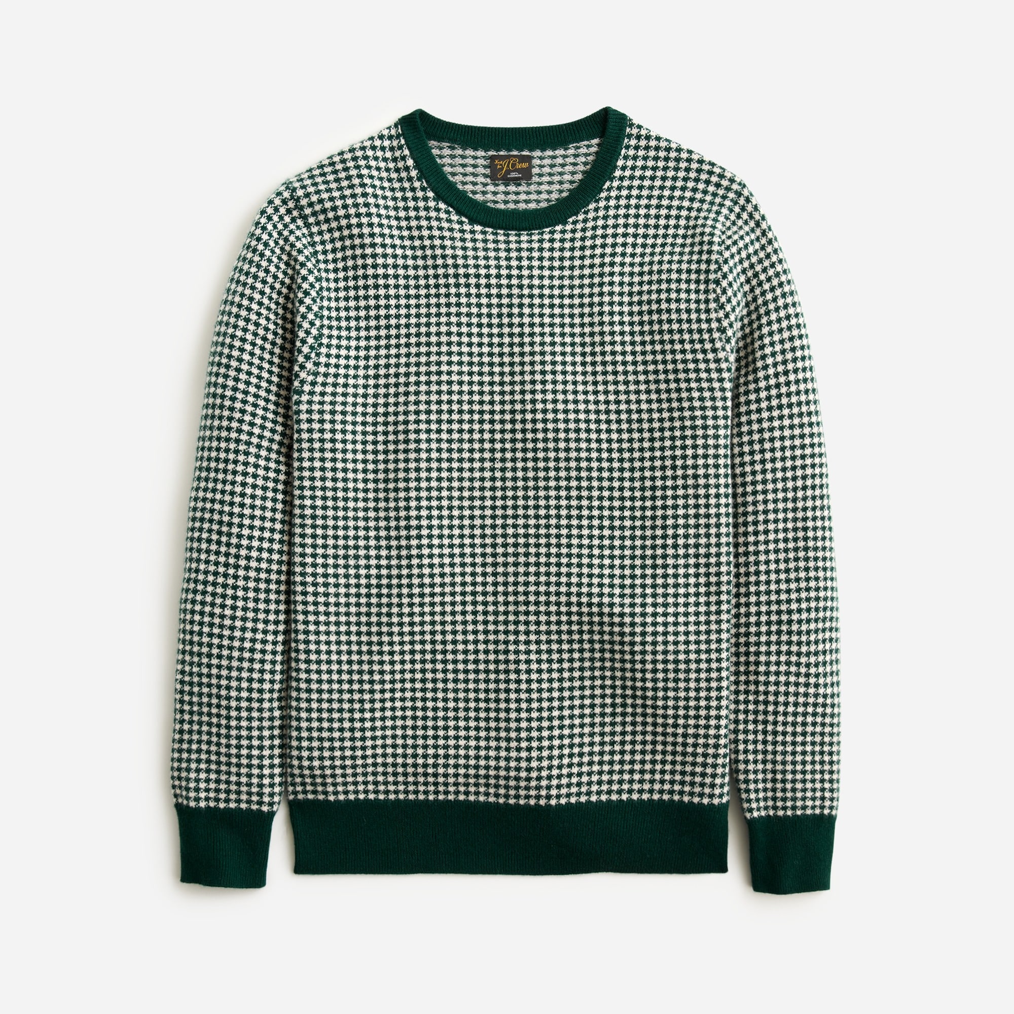  Cashmere crewneck sweater in houndstooth