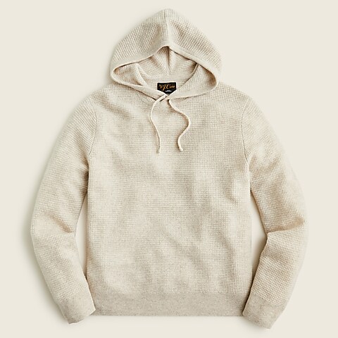 mens Cashmere waffle hooded sweater
