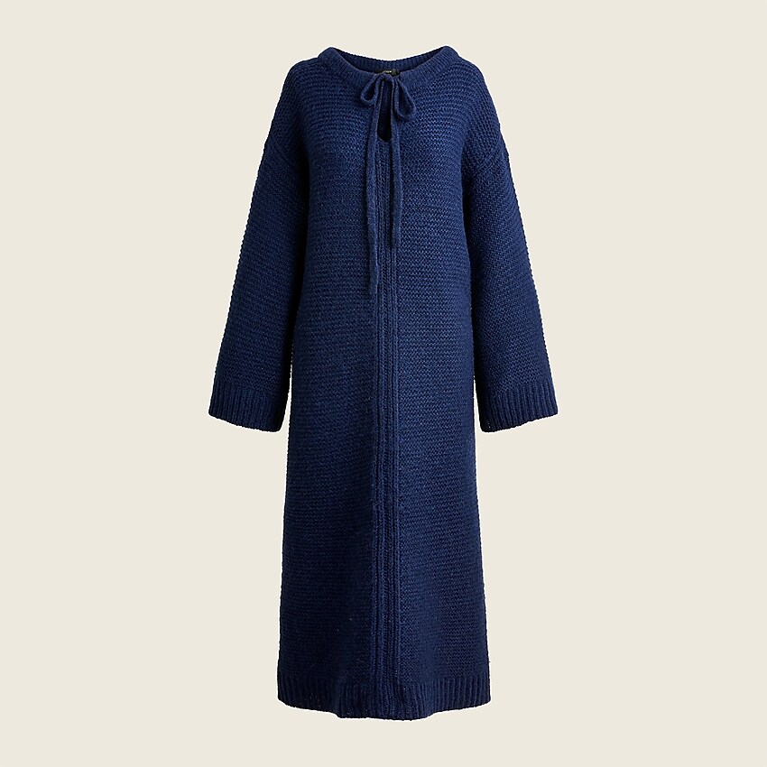 j.crew: relaxed tie-neck sweater-dress for women, right side, view zoomed