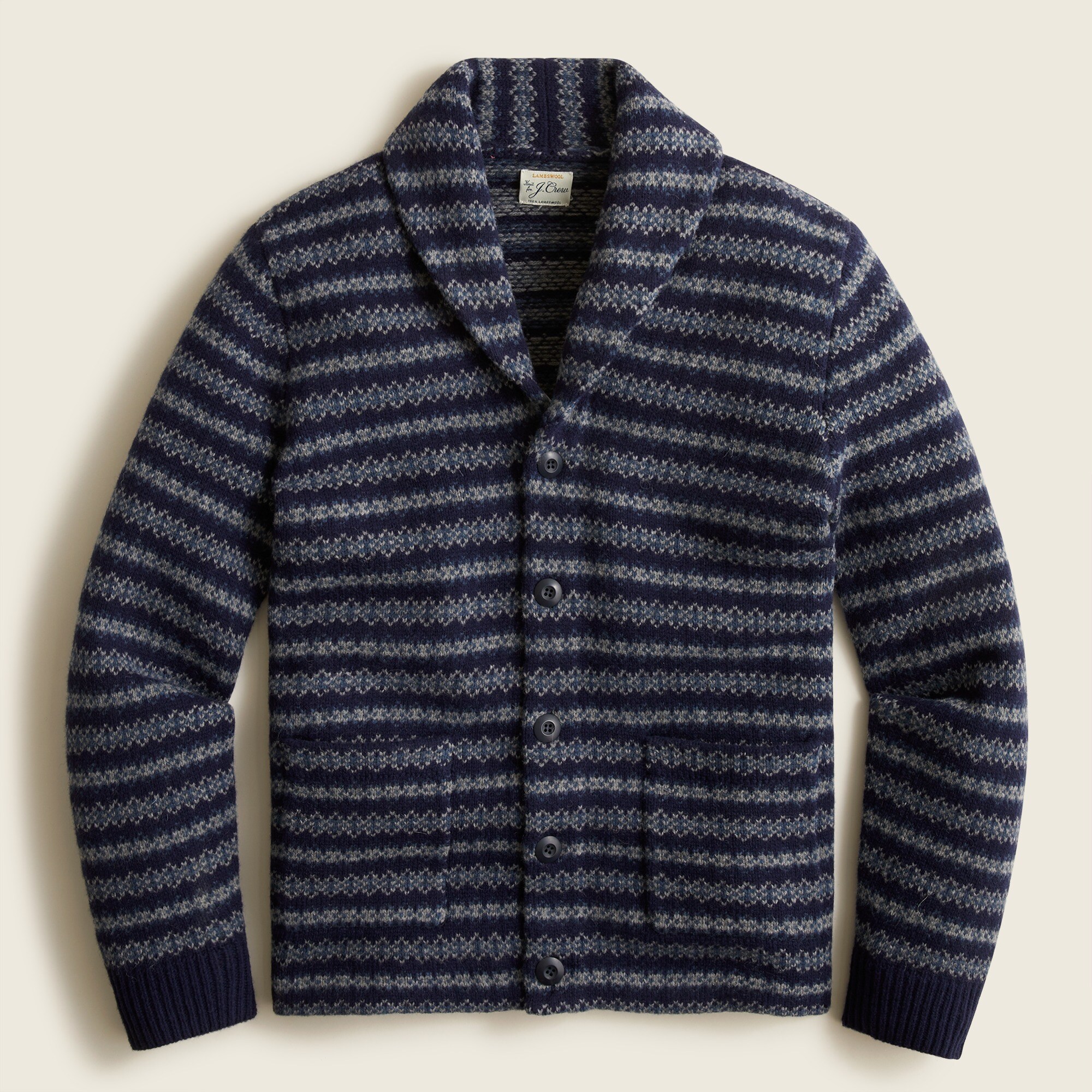 J.Crew: Fair Isle Lambswool Cardigan Sweater For Men
