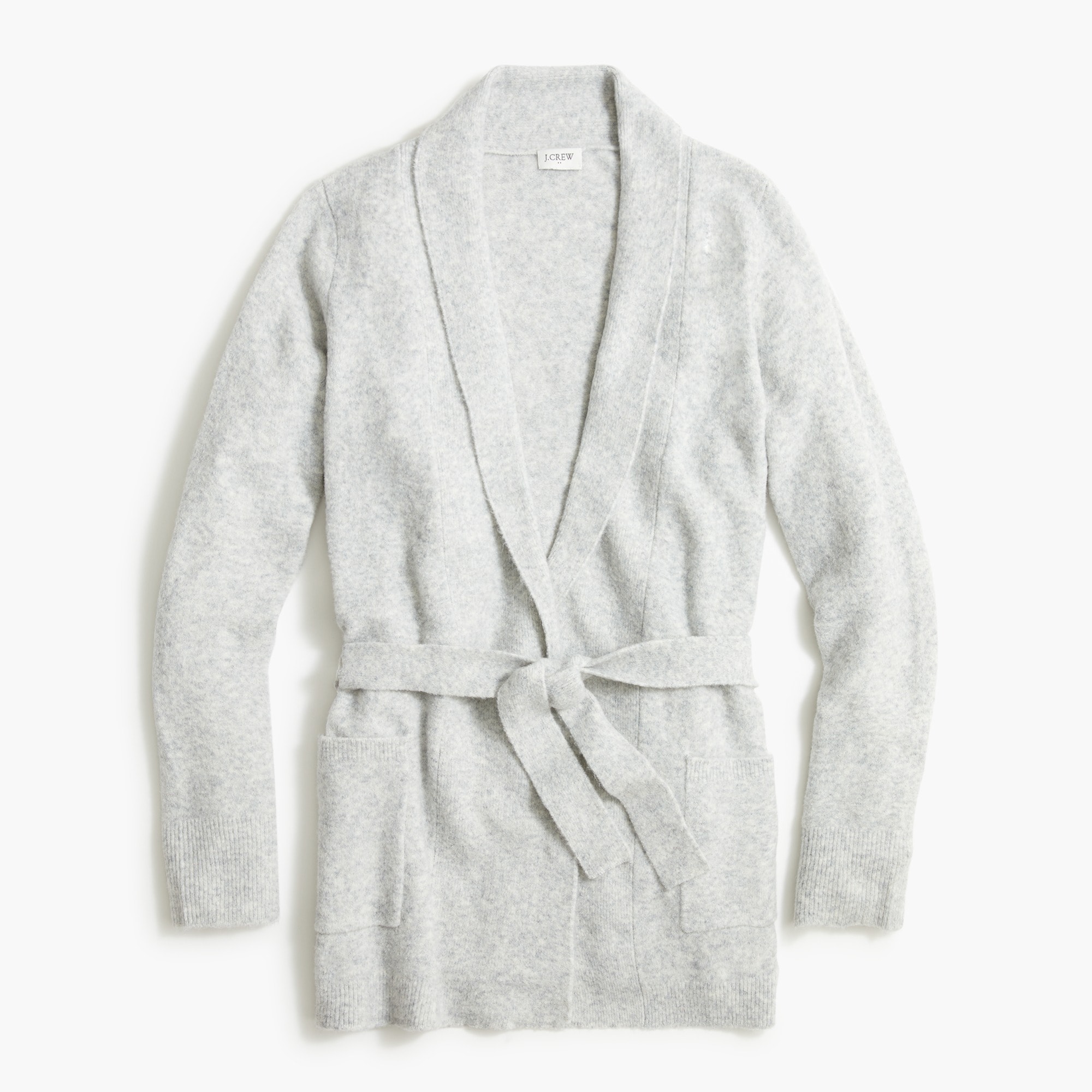 Wrap cardigan sweater in extra-soft yarn